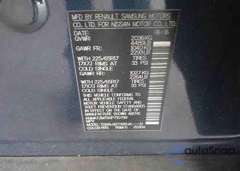 2016 Nissan Rogue Sv from USA, damaged, VIN KNMAT2MT9GP710799